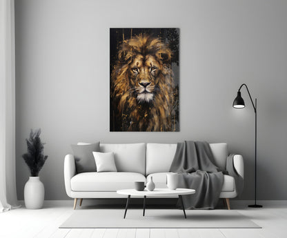 Golden Lion Glass Wall Art