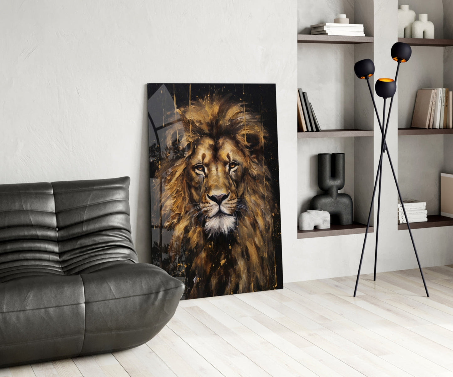 Golden Lion Glass Wall Art