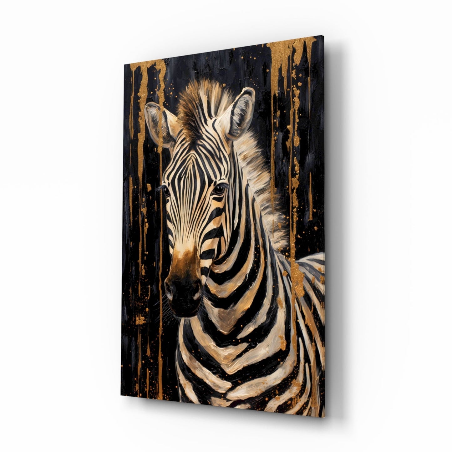 Gold leaf zebra glass wall art painting
