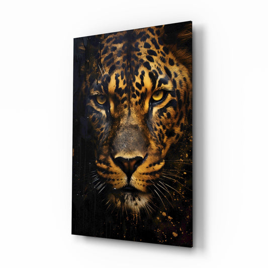 Shadowed leopard glass wall art