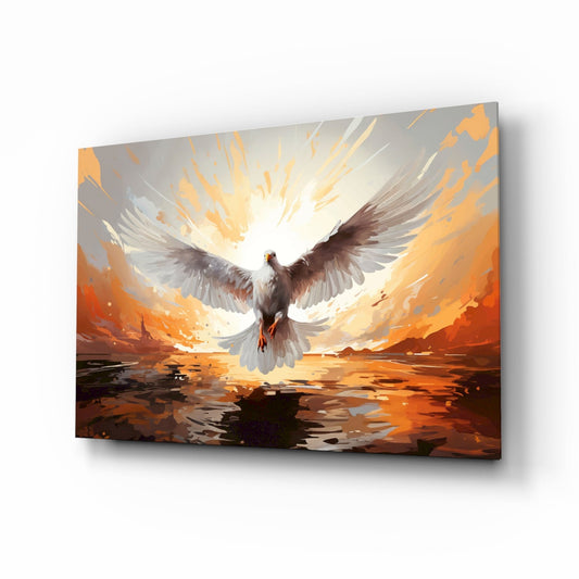 Dove of peace devotional glass wall art