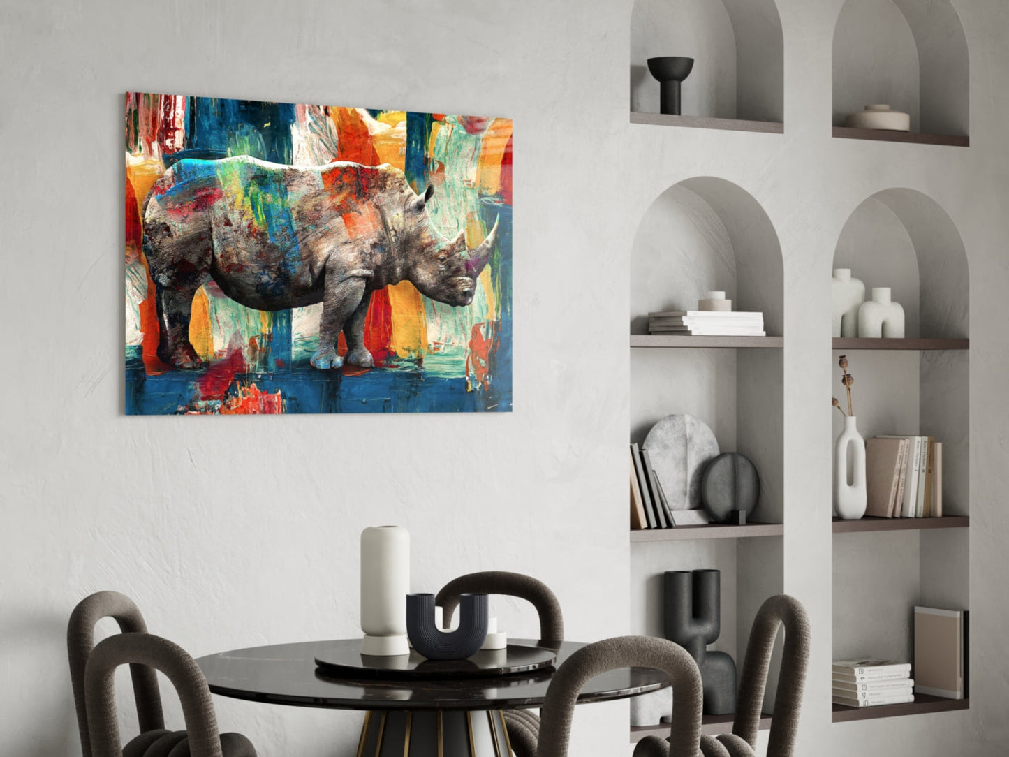 Rhino Glass Wall Art - Colorful Expressionist
