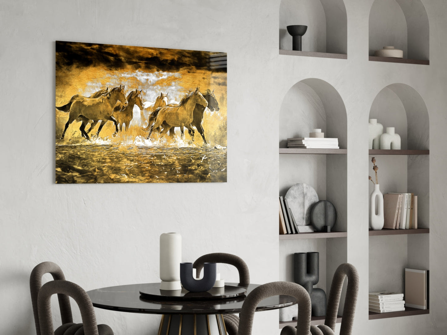Galloping Herd Glass Wall Art