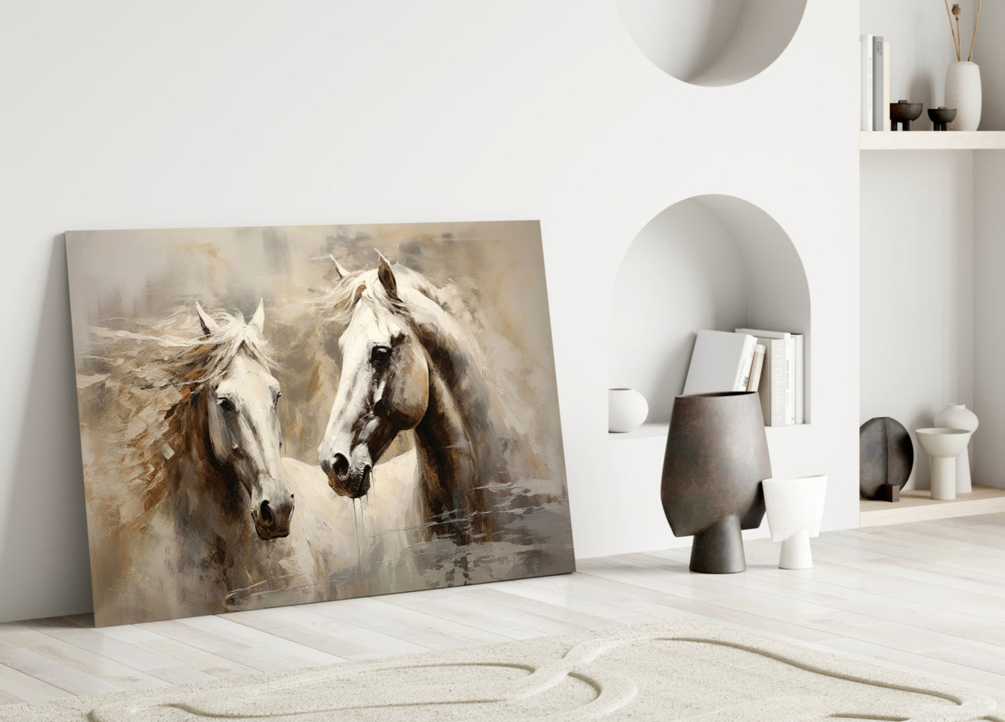 White Horses Glass Wall Art