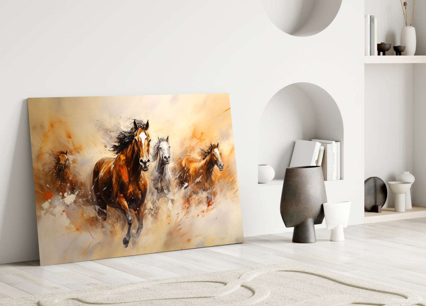Charging Horses Glass Wall Art