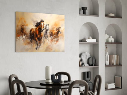 Charging Horses Glass Wall Art