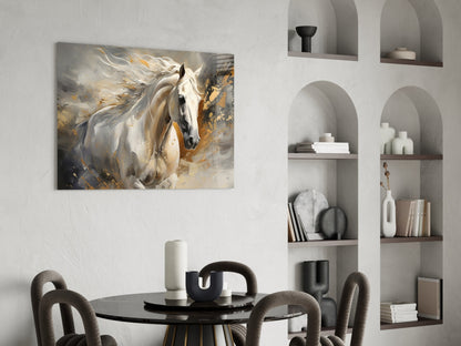Gold Splatter Horse Glass Wall Art