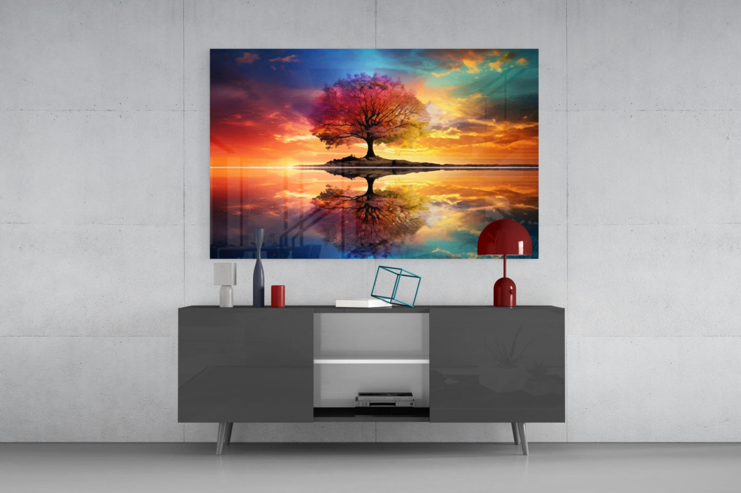 Rainbow Tree of Life Glass Wall Art