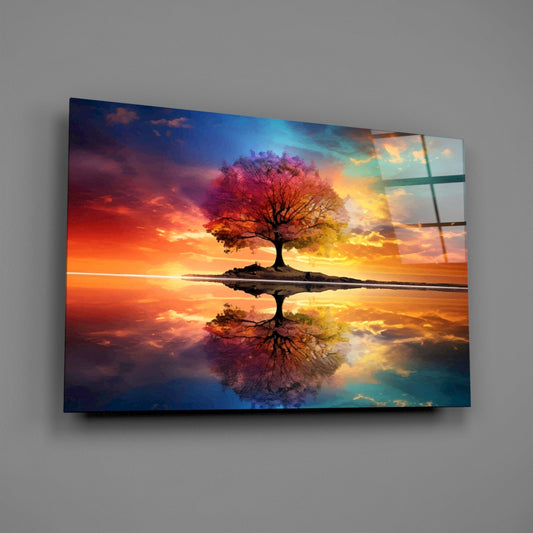 Rainbow Tree of Life Glass Wall Art