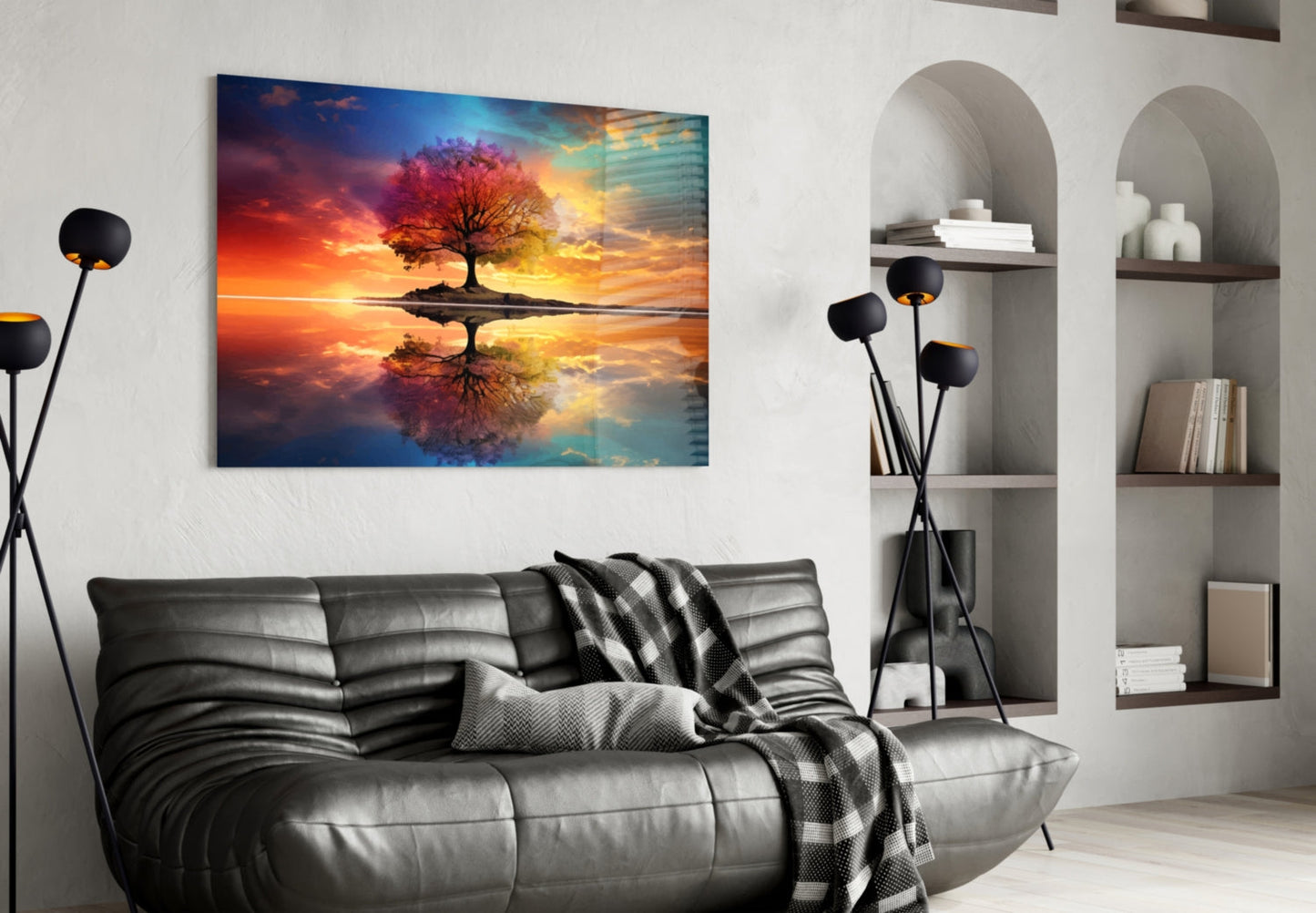 Rainbow Tree of Life Glass Wall Art