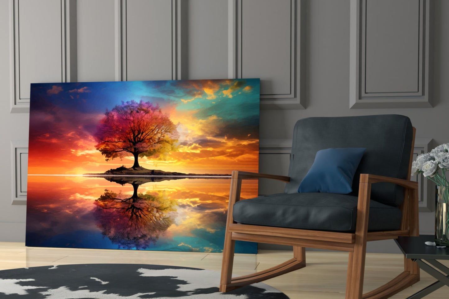 Rainbow Tree of Life Glass Wall Art