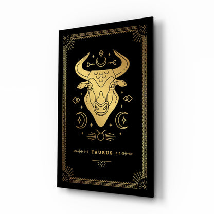 Taurus zodiac glass wall art