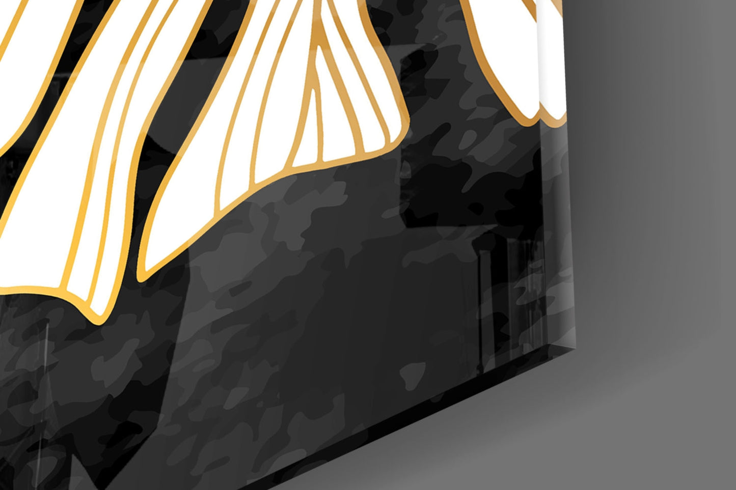 Gold Moon Monstera Glass Wall Art