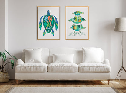 Sylvie MCM Sea Turtle Framed Canvas by Rachel Lee of My Dream Wall