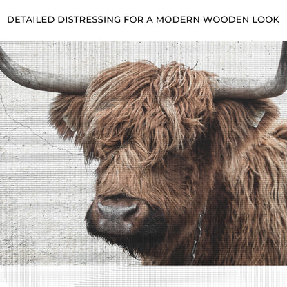Highland Cow Rustic Canvas Wall Art