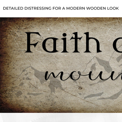 Close-up of the canvas print, with text: Detailed distressing for a modern wooden look