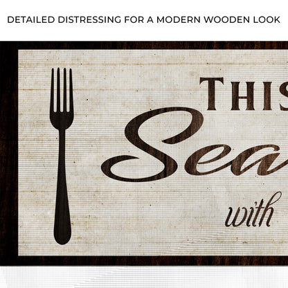 Kitchen Seasoned With Love Canvas Wall Sign