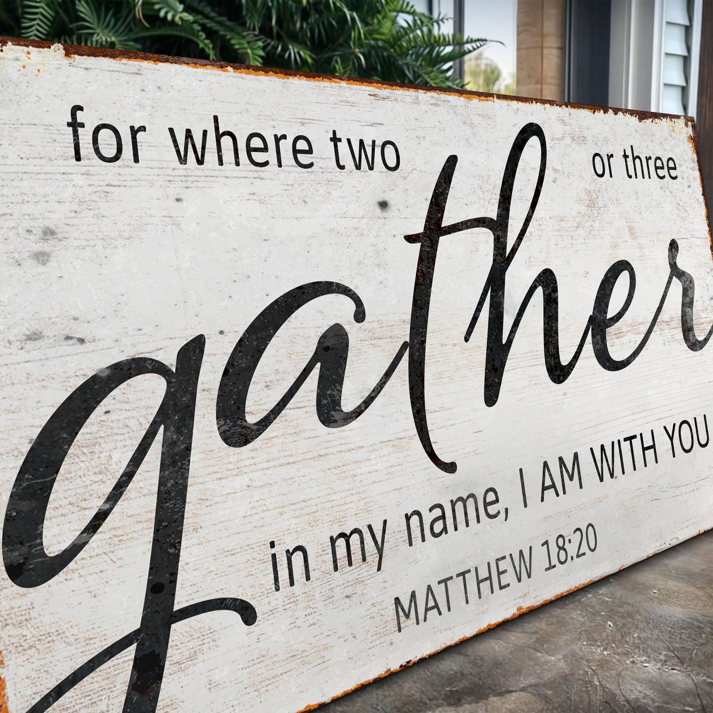 Matthew 18:20 Gather in Faith Scripture Canvas Wall Art
